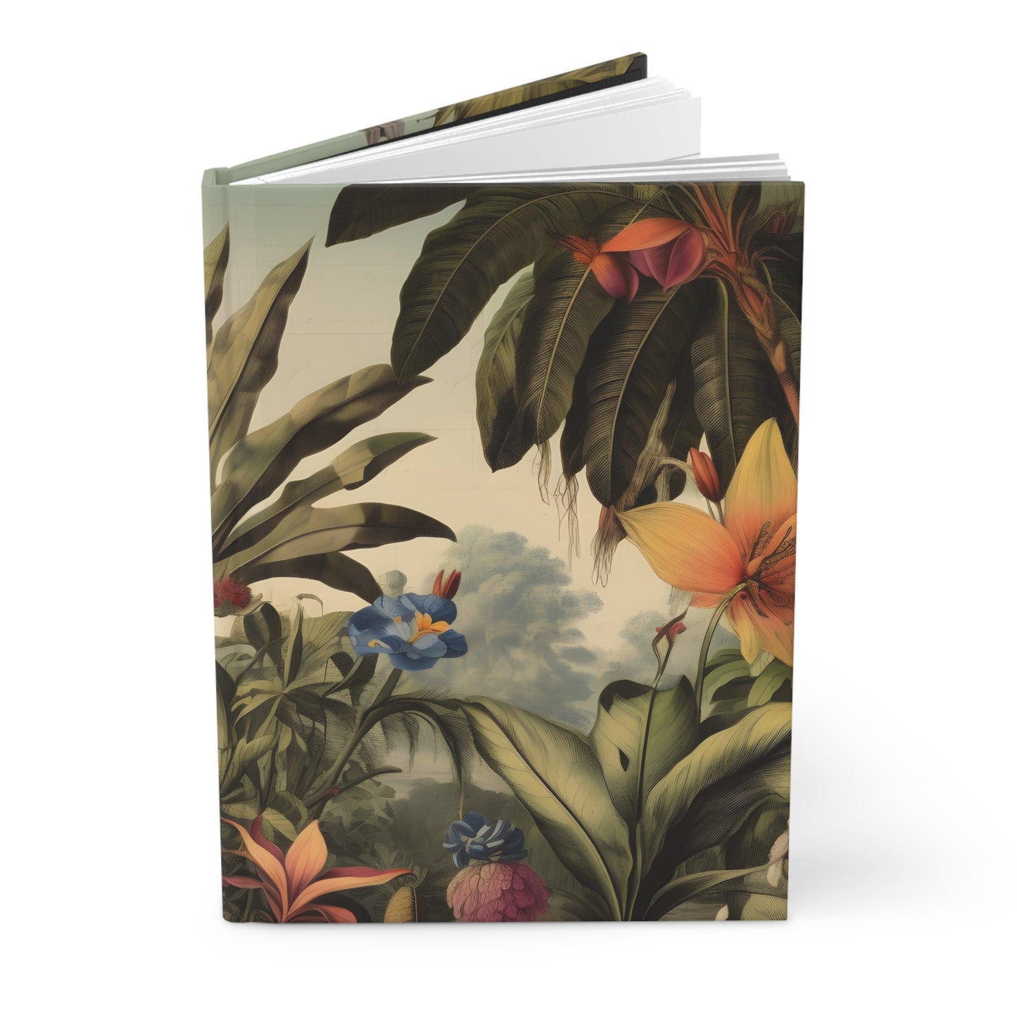 Tropical Botanical Hardcover Journal — Vintage Floral Notebook for Writing & Gift