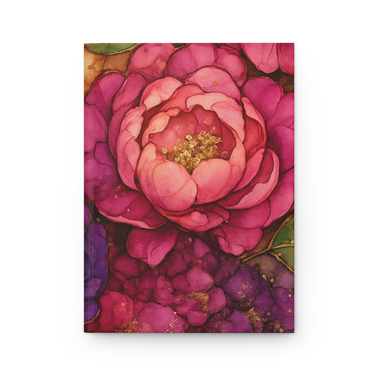 Floral Watercolor Hardcover Journal — Pink & Purple Peony Notebook