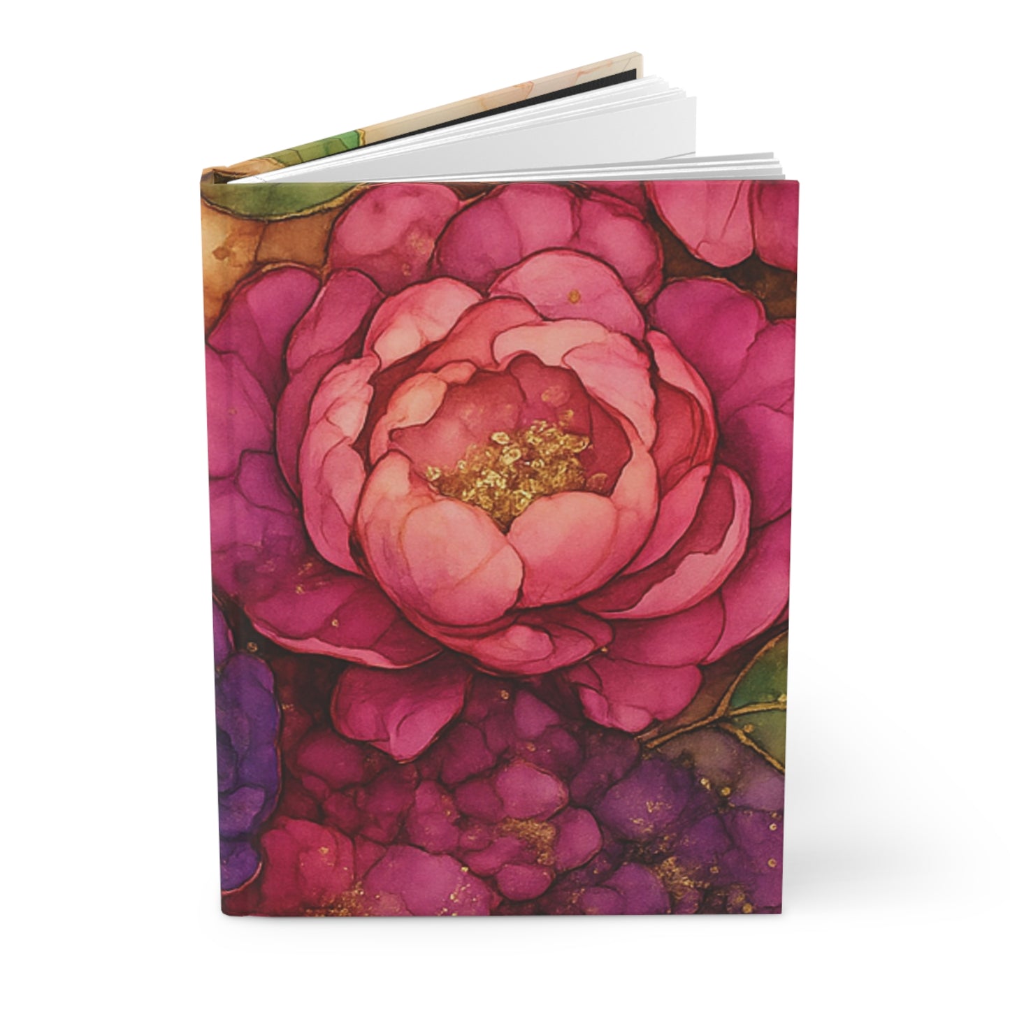 Floral Watercolor Hardcover Journal — Pink & Purple Peony Notebook
