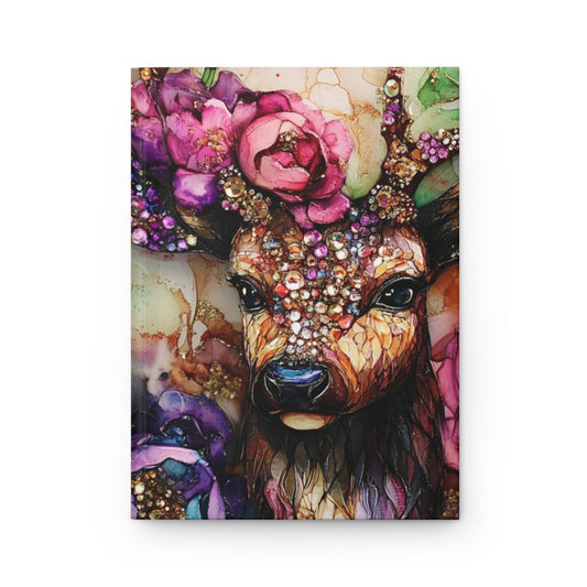 Pretty Buck Floral Hardcover Journal — Matte Floral Deer Art Notebook