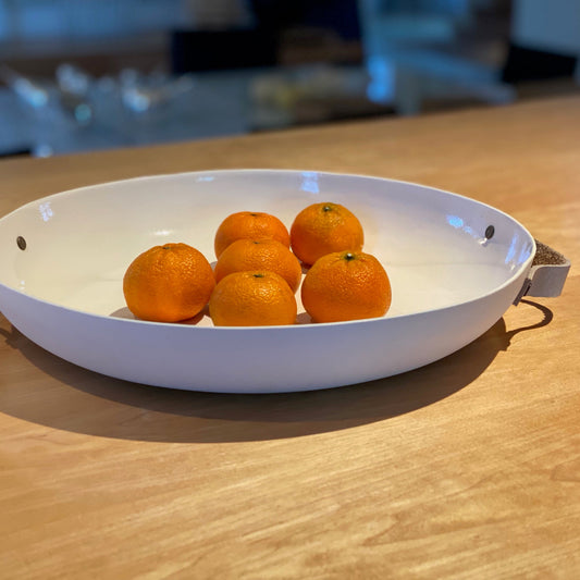 BOWL - HANDMADE WITH LEATHER HANDLES - 33CM