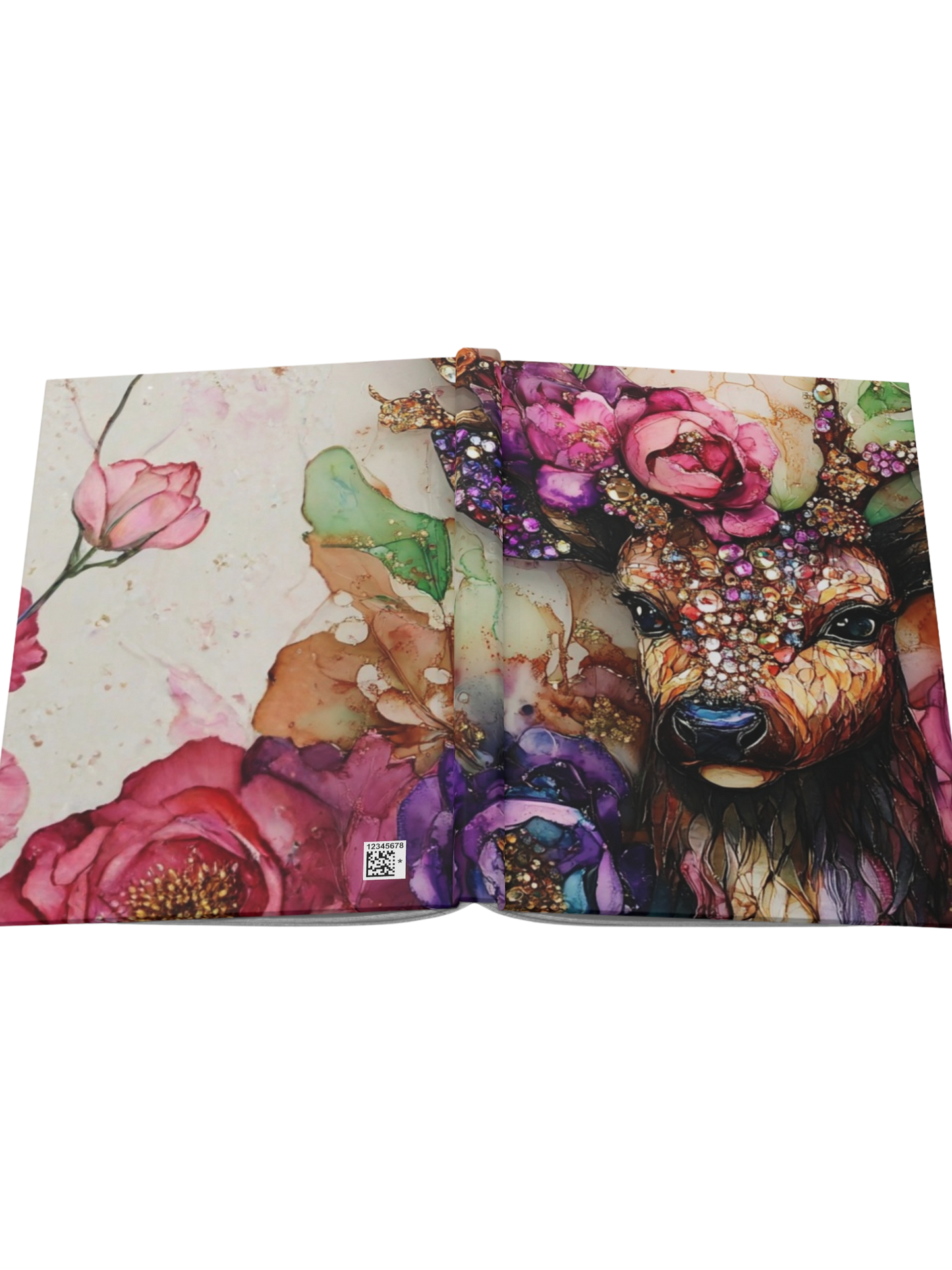 Pretty Buck Floral Hardcover Journal — Matte Floral Deer Art Notebook