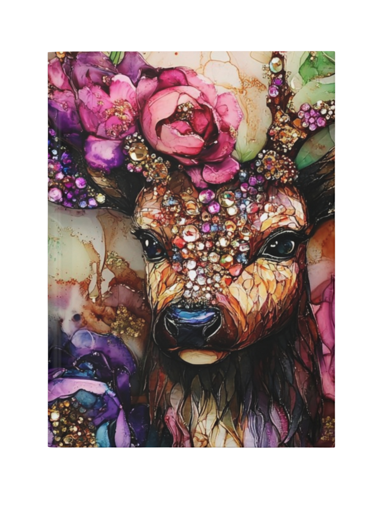 Pretty Buck Floral Hardcover Journal — Matte Floral Deer Art Notebook